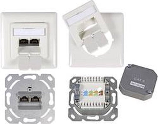 Efb elektronik wandcontactdoos cat6 inbouw afgeschermd 2 x rj45 40° draaibaar wit