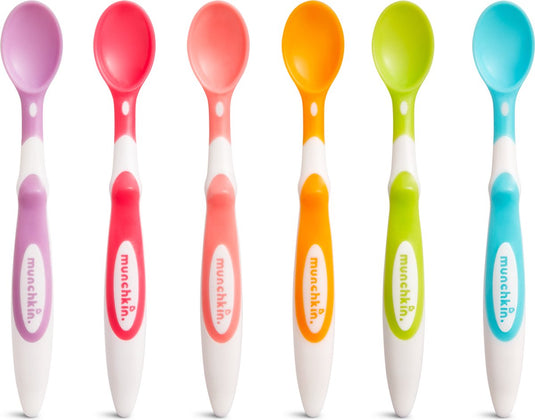 Munchkin kinderbestek set van 6 lepels - soft spoons 6 baby - kinder lepeltjes - zachte tuit - baby bestek - per 6 stuks - vanaf 3 maanden