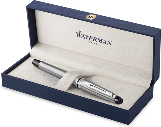 Waterman expert-vulpen | roestvrij staal met chromen rand | medium penpunt | cadeauverpakking