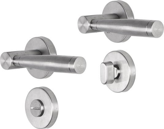 Impresso deurkruk - retford - voor binnen - rond met rond toiletrozet - rvs - 2 stuks