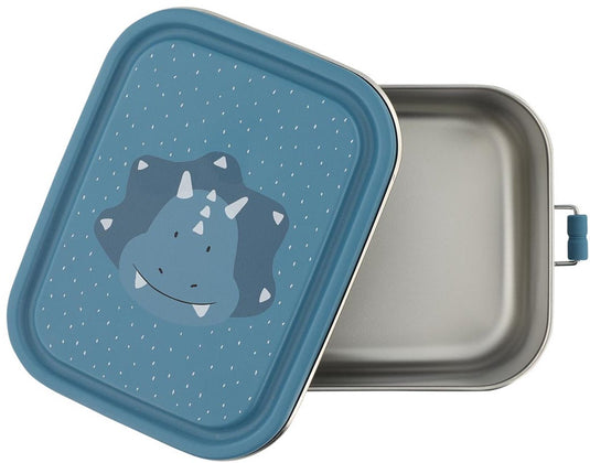 Trixie brooddoos klein - mr. triceratops - rsv lunchbox voor kinderen - makkelijk te openen broodtrommel – blauw– dino