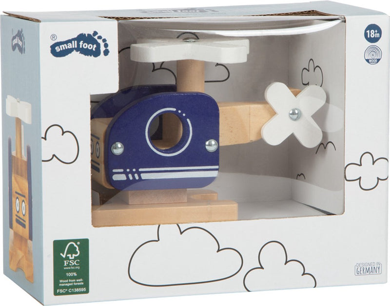 Load image into Gallery viewer, Small foot - houten helikopter blauw
