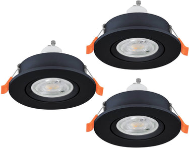 Eglo barranco inbouwspot - gu10 - ø 9 cm - zwart - set van 3 stuks - kantelbaar