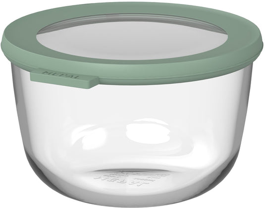 Mepal glazen vershouddoos rond cirqula - 1000 ml - glazen vershoudbakjes - hittebestendig tot 550 °c. zonder deksel - meal prep bakjes - nordic sage