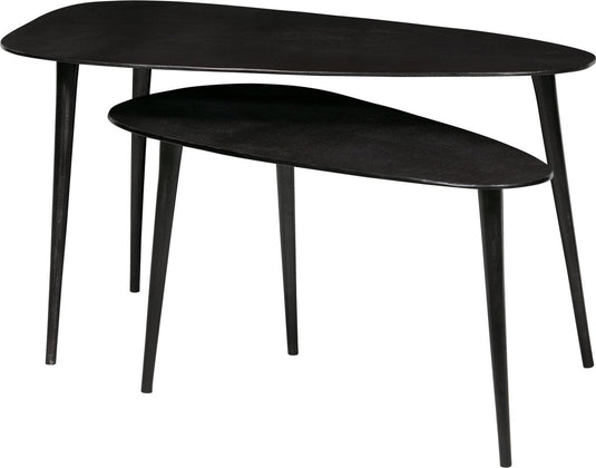 Woood triangle bijzettafel - metaal - zwart nikkel - 49x89x49 - set van 2