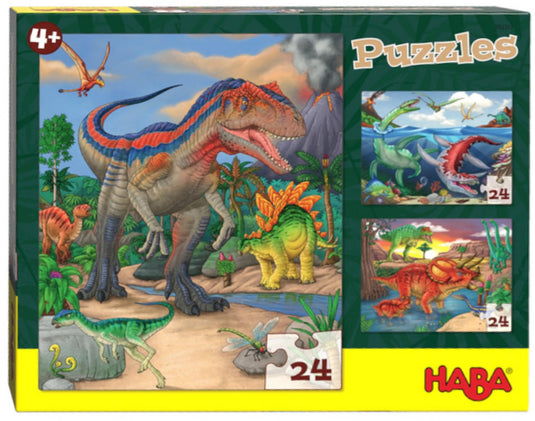 Haba legpuzzel dinosaurussen 3-in-1 jongens 3 x 24 stukjes