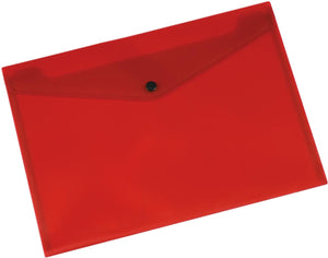 Q-connect documentenmap, a4, transparante pp, drukknopsluiting, rood 12 stuks