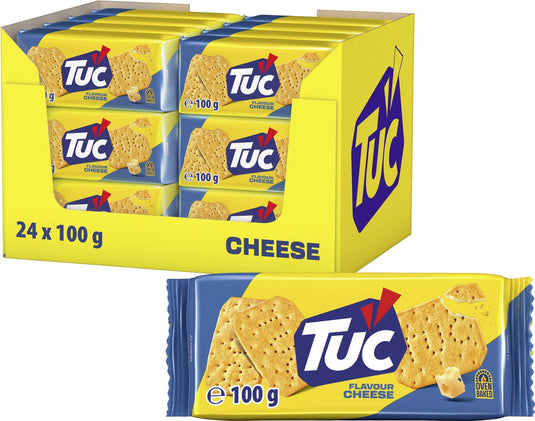 Tuc crackers cheese - 24 x 100g - zoutje - voor de borrel - ovengebakken - zoutjes - crackers - snack - lekker bij de film - kaas