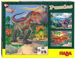 Haba legpuzzel dinosaurussen 3-in-1 jongens 3 x 24 stukjes