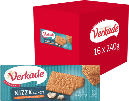 Verkade - koek - nizza kokos biscuits - 16 x 240 gram