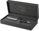 Parker sonnet vulpen | | roestvrij staal en blauwe lak| fijne penpunt met zwarte inkt navulling | geschenkdoos