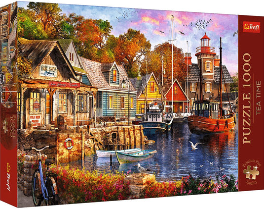 Trefl legpuzzel 1000 stukjes premium plus tea time seaside harbour.