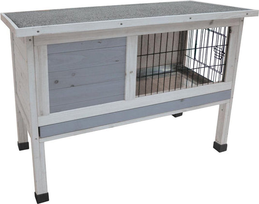 Flamingo konijnenhok – compact konijnenhok voor buiten met nachthok en uitzichtgedeelte – 91x45x72 cm – konijnenhok bugs cottage grijs