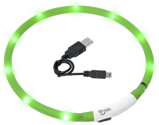 Flamingo visio led halsband 70 cm - hondenhalsband - groen