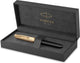 Parker 51 vulpen | 18k puur goud | zwarte hars | gouden detail | fijne punt met zwarte inkt | geschenkverpakking