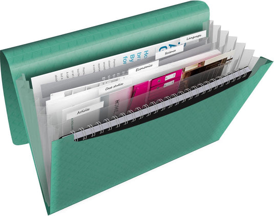 Esselte colour'breeze a4 uitzetbare projectmap - organiser met 5 tabbladen 6 vakken - groen