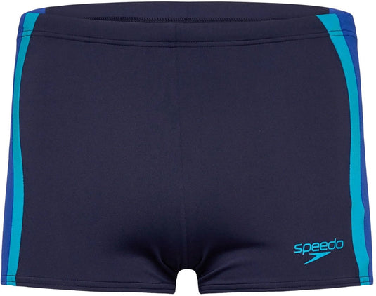 Speedo solid splice aquashort heren - strakke zwemshort heren - chloorbestendige zwemboxer heren - sportzwembroek heren met trekkoord - marine blauw - s