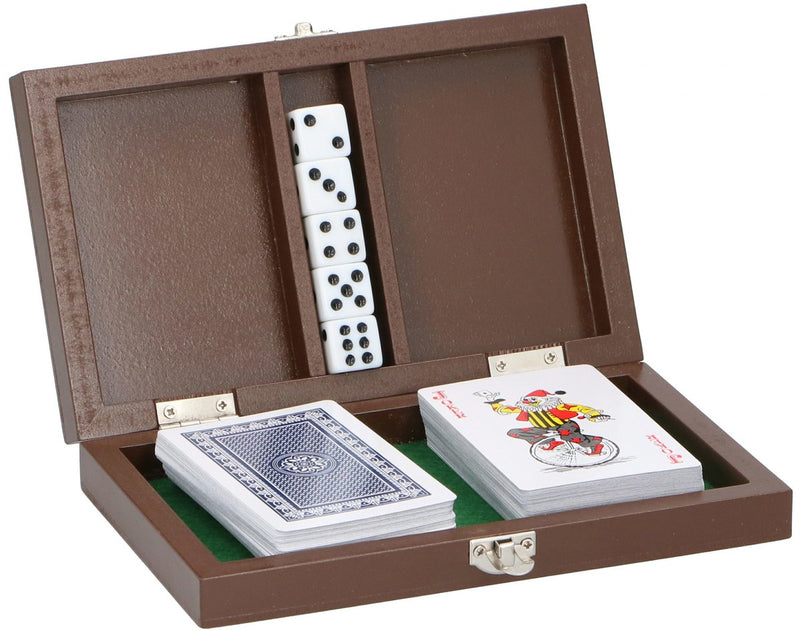 Load image into Gallery viewer, Eddy toys speelkaarten- en dobbelset in houten kist
