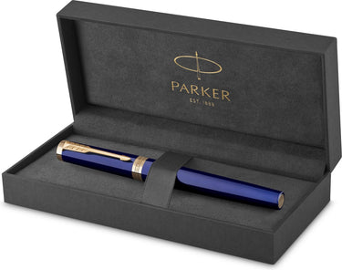 Parker ingenuity rollerballpen | core-collectie | blauw met gouden afwerking | zwarte inkt | fijne punt | geschenkdoos
