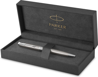 Parker sonnet-balpen | roestvrij staal met palladium rand | medium penpunt | zwarte inkt | cadeauverpakking