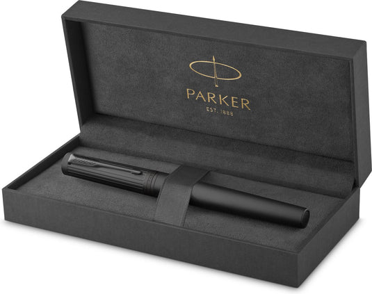 Parker ingenuity rollerballpen | core-collectie | zwart met zwarte afwerking | zwarte inkt | fijne punt | geschenkdoos