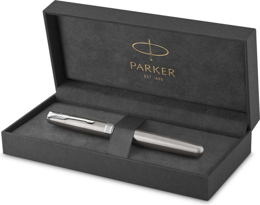 Parker sonnet-vulpen | roestvrij staal met palladium rand | medium penpunt | cadeauverpakking