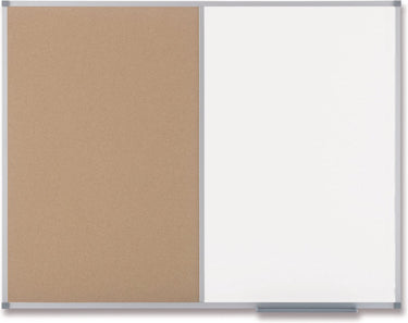 Nobo classic combi kurk staal notitiebord whiteboard memobord inclusief bevestigingsmateriaal - 900x600mm -wit natuurbruin
