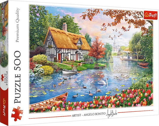 Trefl legpuzzel a quiet haven 500 stukjes - kleurrijke puzzel.