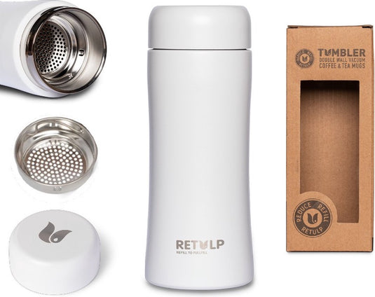 Retulp tumbler - thermosbeker - thermosfles - 300 ml - koffiebeker - travel mug - chalk white - rvs