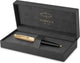 Parker 51-balpen | luxe zwarte behuizing met goudkleurige afwerking | medium 18-karaats punt met zwarte inktvulling | cadeauverpakking