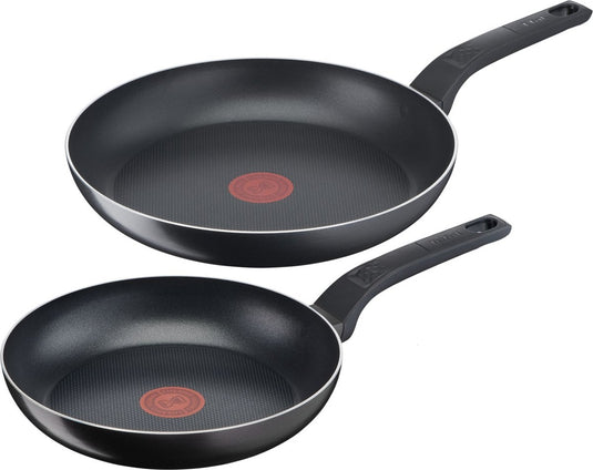 Tefal easy cook clean - koekenpannenset - ø24 en ø28 cm - niet geschikt voor inductie - anti-aanbaklaag - aluminium - zwart