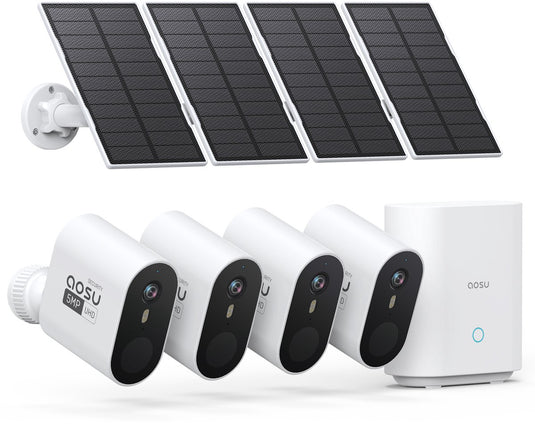 Aosu solarcam system max - 4 beveiligingscamera’s - 2k resolutie - zonne-energie - draadloos - 32gb