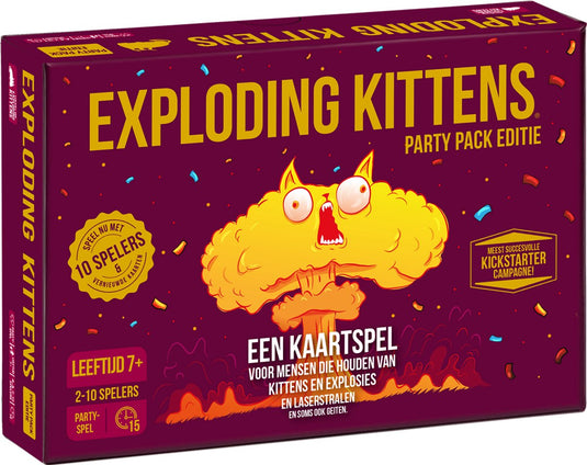 Exploding kittens party pack – nieuwe editie – nederlandstalig kaartspel – voor 2 tot 10 spelers