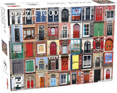 Tactic dutch windows and doors – puzzel – 1000 stukjes – nederlandse architectuur – kleurrijke gevels en patronen – hoogwaardige scandinavische kwaliteit