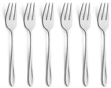 Amefa monaco - 6-delige gebaksvorkjes set - voor 6 personen - zilverkleurig - rvs - vaatwasmachinebestendig - 18 10 - 6 persoons