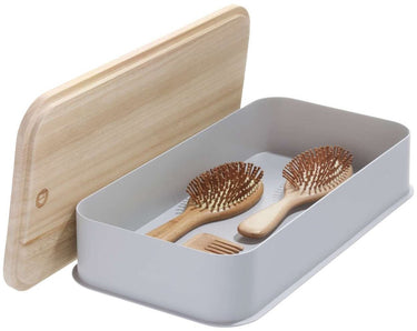Idesign - medium opbergbox met deksel - gerecycled kunststof - grijs