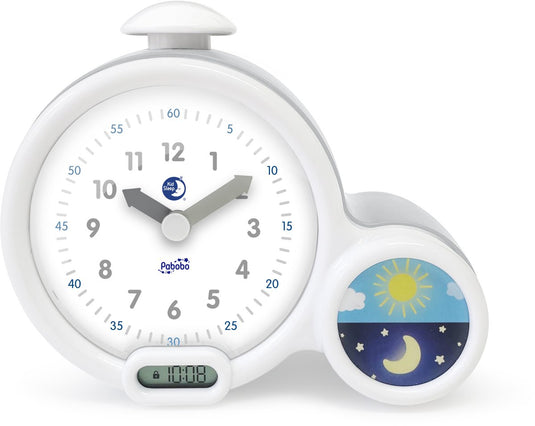 Kidsleep - slaaptrainer en kinderwekker - met nachtlampje - wekkerfunctie - inclusief adapter - limited edition grijs wit