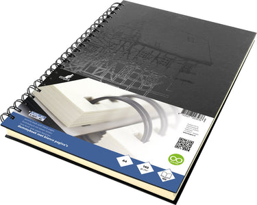 Kangaro dummyboek - a4 - zwart met design - met spiraal - 160 blanco pagina's - 140 grams - hard cover - notitieboek