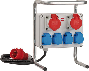 Brennenstuhl compacte kleine stroomverdeler bkv 2 4 g ip44 bouwstroomverdeler met stalen buisframe (2 m kabel, voor continu gebruik buitenshuis ip44)