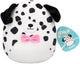 Squishmallows - dustin - white dalmatian w fuzzy belly and bowtie - 19cm pluche