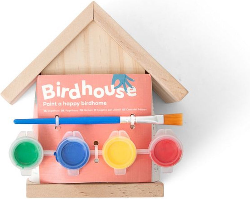 Load image into Gallery viewer, Bs toys schilderbaar vogelhuisje - inclusief verf en kwastje - hout - 13 cm hoog
