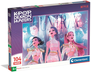 Clementoni k-pop demon hunters puzzel maxi 104 stukjes van supercolor - kpop huntrix legpuzzel - k pop cadeau kinderen vanaf 6 jaar