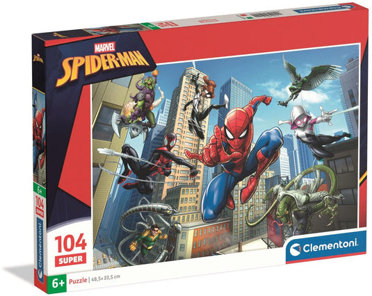 Clementoni kinderpuzzel marvel spider-man - puzzel 104 stukjes - supercolor collectie - legpuzzel voor je kind - puzzels voor kinderen vanaf 6 jaar