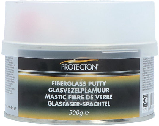 Protecton glasvezelplamuur - voor herstellen van grotere deuken, gaten en scheuren – hecht op metaal, hout, beton kunststof – schuurbaar overspuitbaar – incl. 25 gram verharder - 500gr