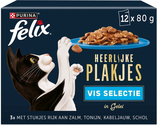Felix heerlijke plakjes - kattenvoer nat - zalm - 12x80g