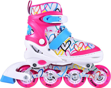 Move inline skates - love m 34-37 - wit roze - verstelbaar maat 34 tot 37