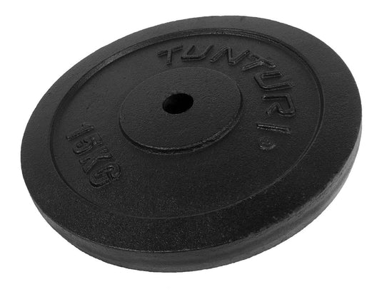 Tunturi halterschijf - halter gewichten - 1 x 15 kg - ø 30 mm - gietijzer - incl. gratis fitness app