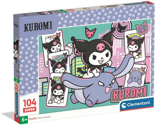 Clementoni kuromi puzzel 104 stukjes - supercolor sanrio kinderpuzzel - legpuzzel - educatief speelgoed voor meisje en kinderen vanaf 6 jaar
