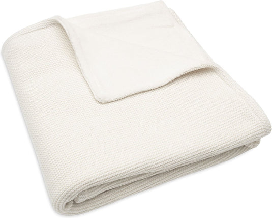 Jollein - deken ledikant 100x150cm basic knit - dekentje baby - ivory coral fleece