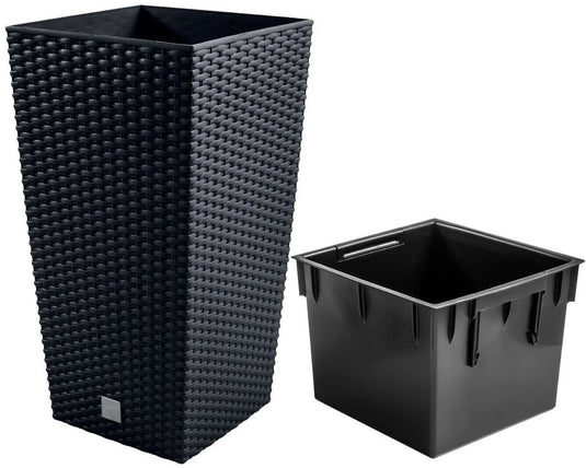 Prosperplast rato square - bloempot - antraciet - strakke vorm - duurzaam materiaal - 40x40x75 cm